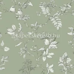   Graham & Brown Laura Ashley vol.1 vlies anyagú zöld, fehér színű madaras, ágas romantikus tapéta