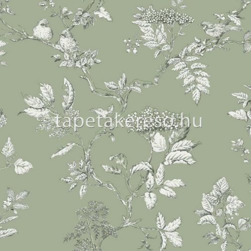 Graham & Brown Laura Ashley vol.1 vlies anyagú zöld, fehér színű madaras, ágas romantikus tapéta