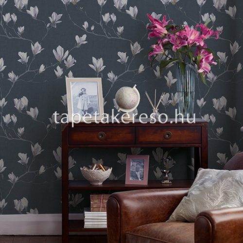 Graham & Brown Laura Ashley vol.1 vlies anyagú kék, fehér, szürke színű ágas, virágos romantikus tapéta