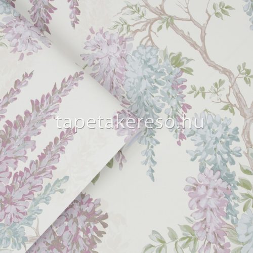 Graham & Brown Laura Ashley vol.1 vlies anyagú törtfehér, zöld, lila, barna, türkiz színű ágas, virágos romantikus tapéta