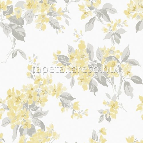 Graham & Brown Laura Ashley vol.1 vlies anyagú fehér, szürke, sárga színű virágos romantikus tapéta