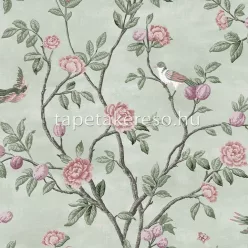   Graham & Brown Laura Ashley vol.1 vlies anyagú türkiz, zöld, rózsaszín, szürke színű madaras, virágos romantikus tapéta