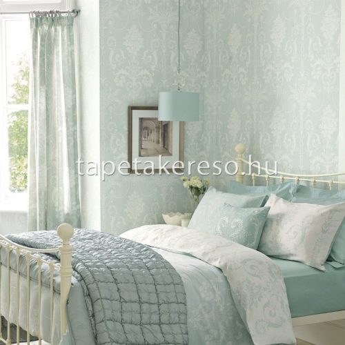 Graham & Brown Laura Ashley vol.1 vlies anyagú türkiz, fehér színű indamintás romantikus tapéta