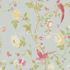  Graham & Brown Laura Ashley vol.1 vlies anyagú türkiz, zöld, rózsaszín színű madaras, virágos romantikus tapéta