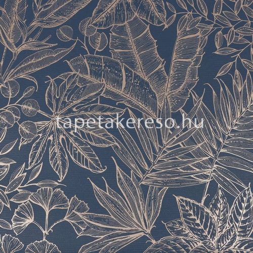 Graham & Brown Opulence vlies, vinyl anyagú kék, bronz, fémes színű leveles modern tapéta