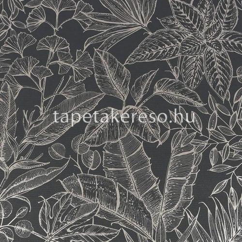 Graham & Brown Opulence vlies, vinyl anyagú szürke, arany, fémes színű leveles modern tapéta