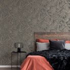 Graham & Brown Opulence vlies, vinyl anyagú barna, bronz, fémes színű leveles modern tapéta