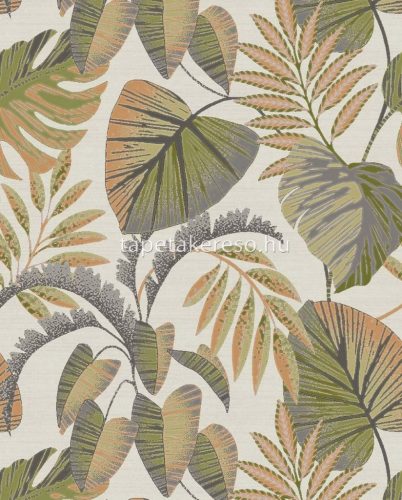 Graham & Brown Next vlies anyagú beige, zöld, barna, szürke színű leveles modern tapéta