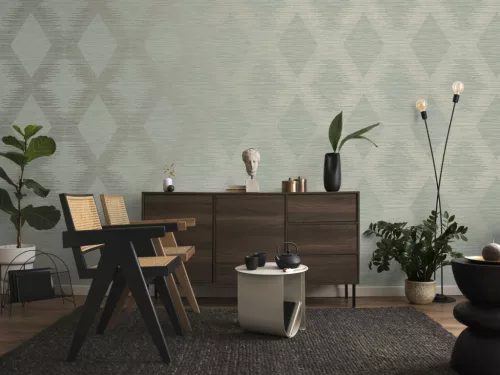 VaVex Vavex 2025 habos, vlies anyagú zöld, ezüst színű geometriai modern tapéta