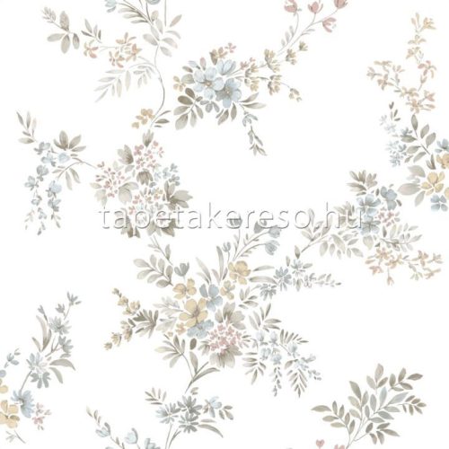 Parato Fiori Country 8 vlies anyagú fehér, szürke, sárga, kék színű virágos romantikus tapéta