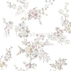   Parato Fiori Country 8 vlies anyagú fehér, szürke, rózsaszín, sárga színű virágos romantikus tapéta