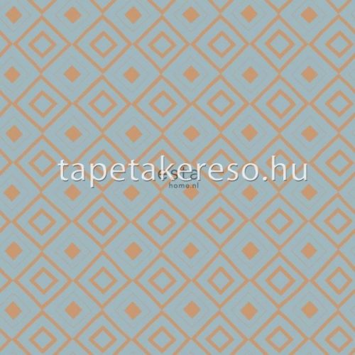 Esta FAB vlies anyagú kék, arany színű kockás, geometriai modern tapéta