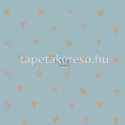   Esta FAB vlies anyagú kék, arany színű szivecskés modern tapéta