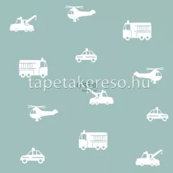   Esta Bandits vlies anyagú türkiz, fehér színű autós gyerek tapéta
