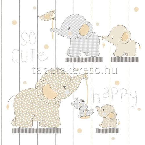 Parato Mondo Baby vlies anyagú fehér, barna, szürke színű feliratos, állatos gyerek tapéta
