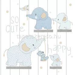   Parato Mondo Baby vlies anyagú fehér, kék, szürke, barna színű feliratos, állatos gyerek tapéta