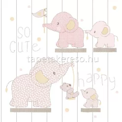   Parato Mondo Baby vlies anyagú fehér, rózsaszín, sárga, csillámos színű feliratos, állatos gyerek tapéta