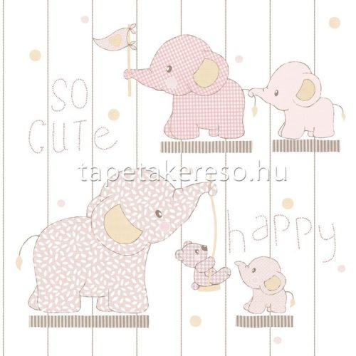 Parato Mondo Baby vlies anyagú fehér, rózsaszín, sárga, csillámos színű feliratos, állatos gyerek tapéta