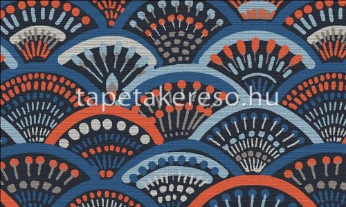 Arte Curiosa papír, vinyl anyagú kék, piros, fehér színű absztrakt, szövethatású modern tapéta