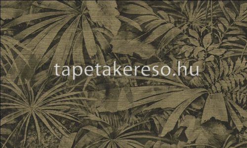 Arte Curiosa papír, vinyl anyagú kék, szürke színű szövethatású, leveles modern tapéta