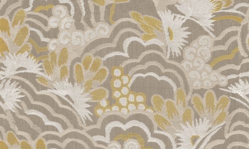 Arte Curiosa vlies, vinyl anyagú mustársárga, beige, homok, törtfehér színű absztrakt, szövethatású modern tapéta