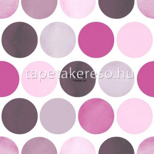 Esta FAB vlies anyagú fehér, lila, rózsaszín színű pöttyös modern tapéta