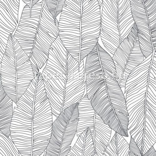 Esta Black & White vlies anyagú fekete, fehér színű leveles modern tapéta