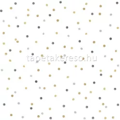   Esta Let's play vlies anyagú fehér, szürke, mustársárga színű pöttyös gyerek tapéta