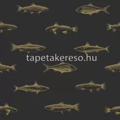   Esta Black & White vlies anyagú fekete, arany színű halas modern tapéta