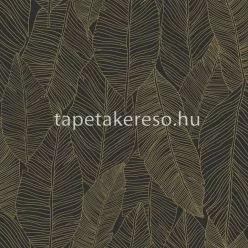   Esta Black & White vlies anyagú fekete, arany színű leveles modern tapéta