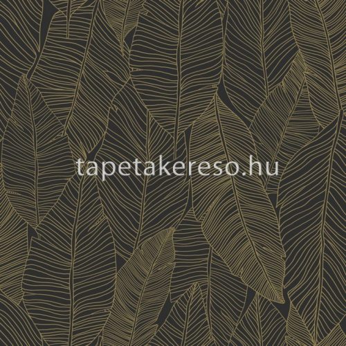 Esta Black & White vlies anyagú fekete, arany színű leveles modern tapéta