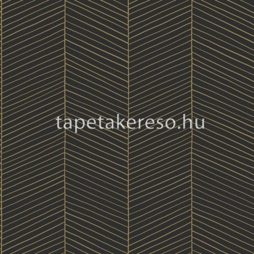 Esta Black & White vlies anyagú fekete, arany színű vonalas modern tapéta
