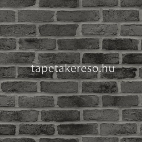 Esta Black & White vlies anyagú fekete, szürke színű téglamintás modern tapéta