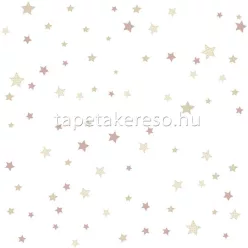   Cristiana Masi Happy vlies anyagú fehér, mályva, beige színű csillagos gyerek tapéta