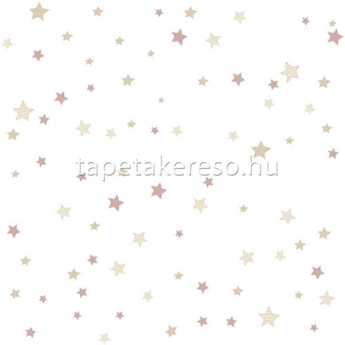 Cristiana Masi Happy vlies anyagú fehér, mályva, beige színű csillagos gyerek tapéta