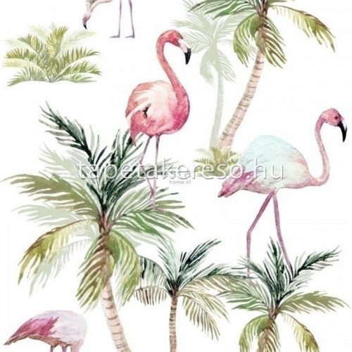ESTA Jungle Fever vlies anyagú fehér, zöld, pink színű madaras, fás modern, natural poszter