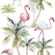 ESTA Jungle Fever vlies anyagú fehér, zöld, pink színű madaras, fás modern, natural poszter
