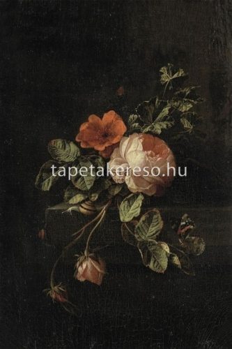 Esta Blush vlies anyagú fekete, zöld, barack színű virágos modern poszter