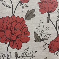   Casadeco, vinyl, papír, virágos, modern,  szürke, piros, fekete színű, közép 