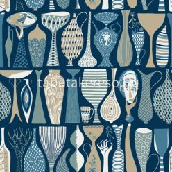   Boras Scandinavian Designers II vlies anyagú kék, fehér, barna színű váza, etno retro tapéta