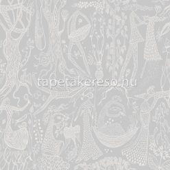   Boras Scandinavian Designers II vlies anyagú szürke, fehér színű rajz, ember, fás retro tapéta