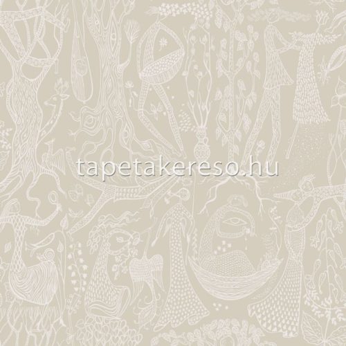 Boras Scandinavian Designers II vlies anyagú beige, fehér színű rajz, ember, fás retro tapéta