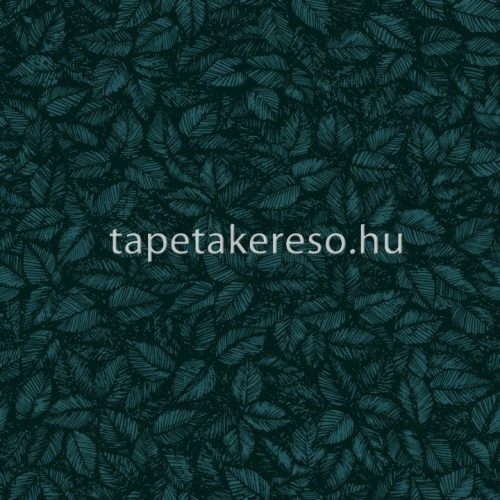 Boras Scandinavian Designers II vlies anyagú fekete, türkiz színű leveles retro tapéta