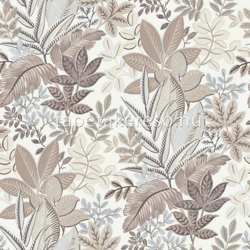 Parato Flora vlies anyagú fehér, barna, beige, ezüst színű leveles romantikus tapéta