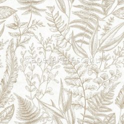   Parato Flora vlies anyagú fehér, barna színű leveles romantikus tapéta