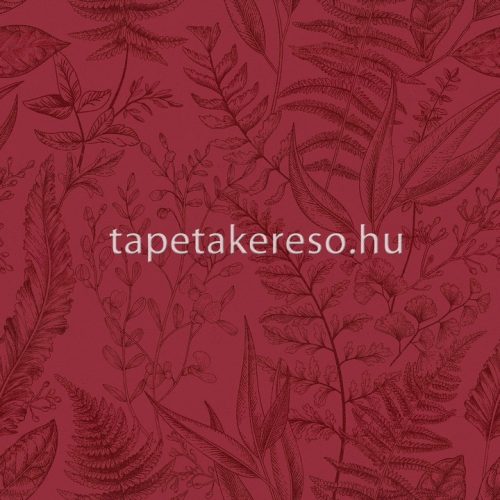 Parato Flora vlies anyagú piros, fekete színű leveles romantikus tapéta