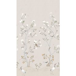   ICH Hana vlies anyagú beige, fehér, zöld színű madaras, virágos, ágas romantikus tapéta