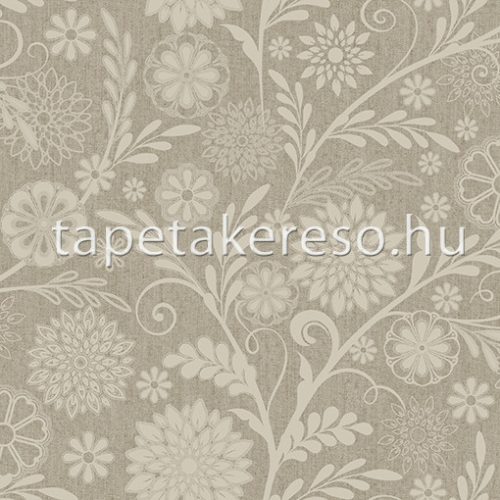 Midbec Poetry vlies, vinyl anyagú fehér, szürke színű virágos, textilhatású romantikus tapéta