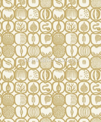 Boras Scandinavian Designers III vlies anyagú sárga, fehér színű gyümölcsös retro tapéta
