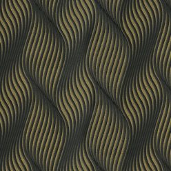   Emiliana Parati New Tekko vlies anyagú, fekete, arany színű, 3d, hullámos, geometriai, Modern tapéta